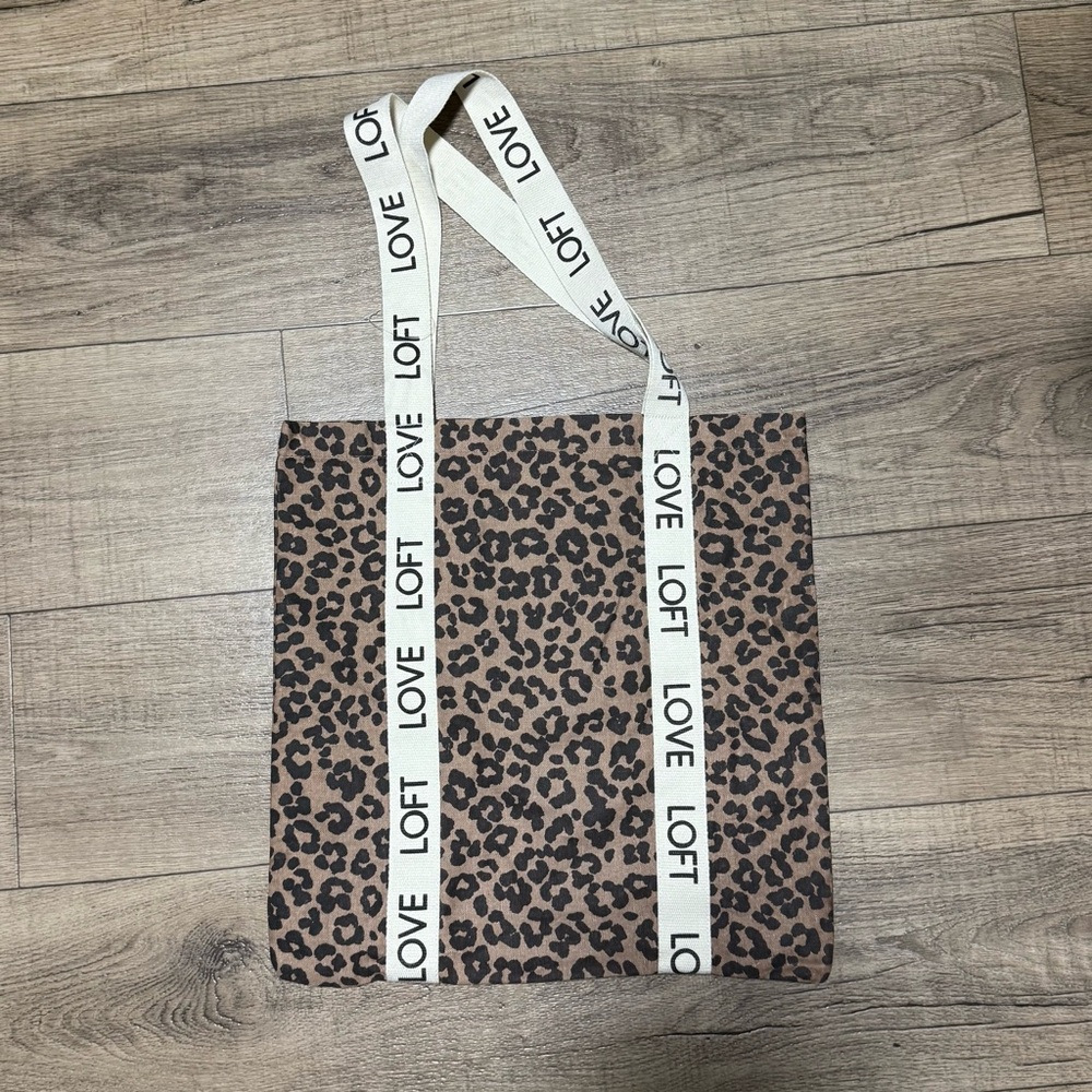 LOFT Black and Tan Leopard Print Tote